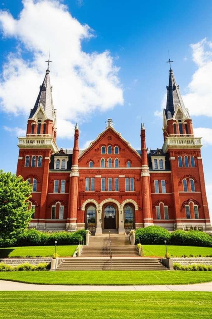 Generate a high-quality, relevant image prompt for an article about: 12 Historic Landmarks in Iowa: