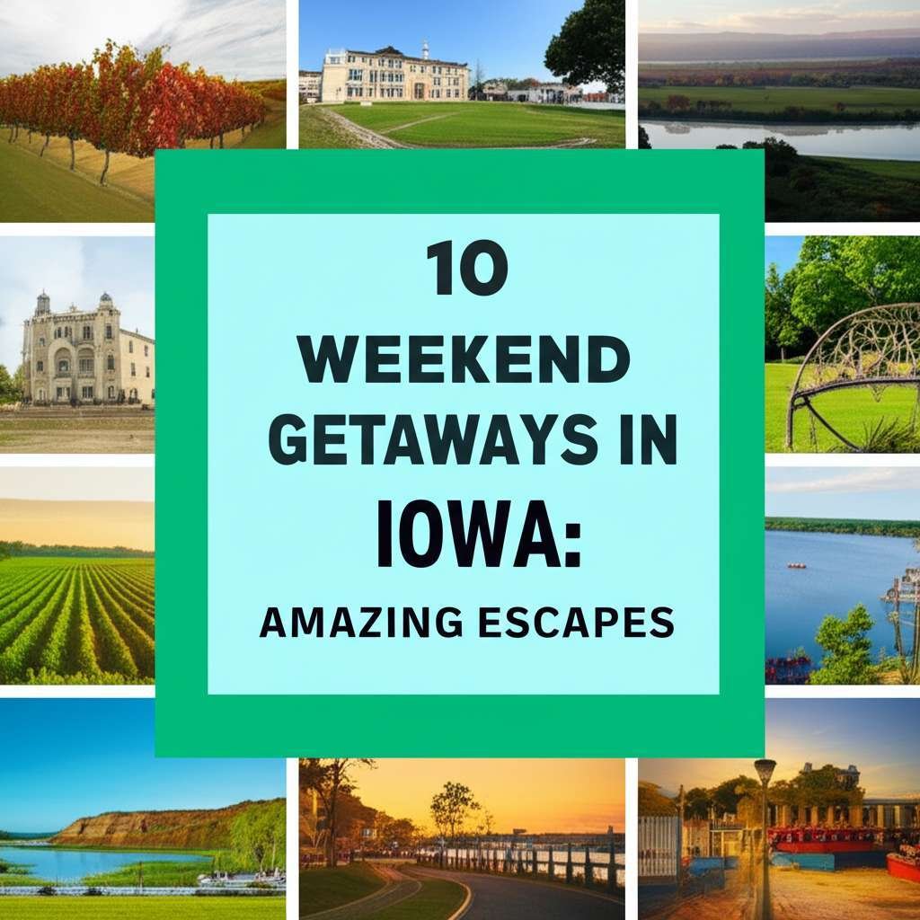 Generate a high-quality, relevant image prompt for an article about: 10 Weekend Getaways In Iowa: Am
