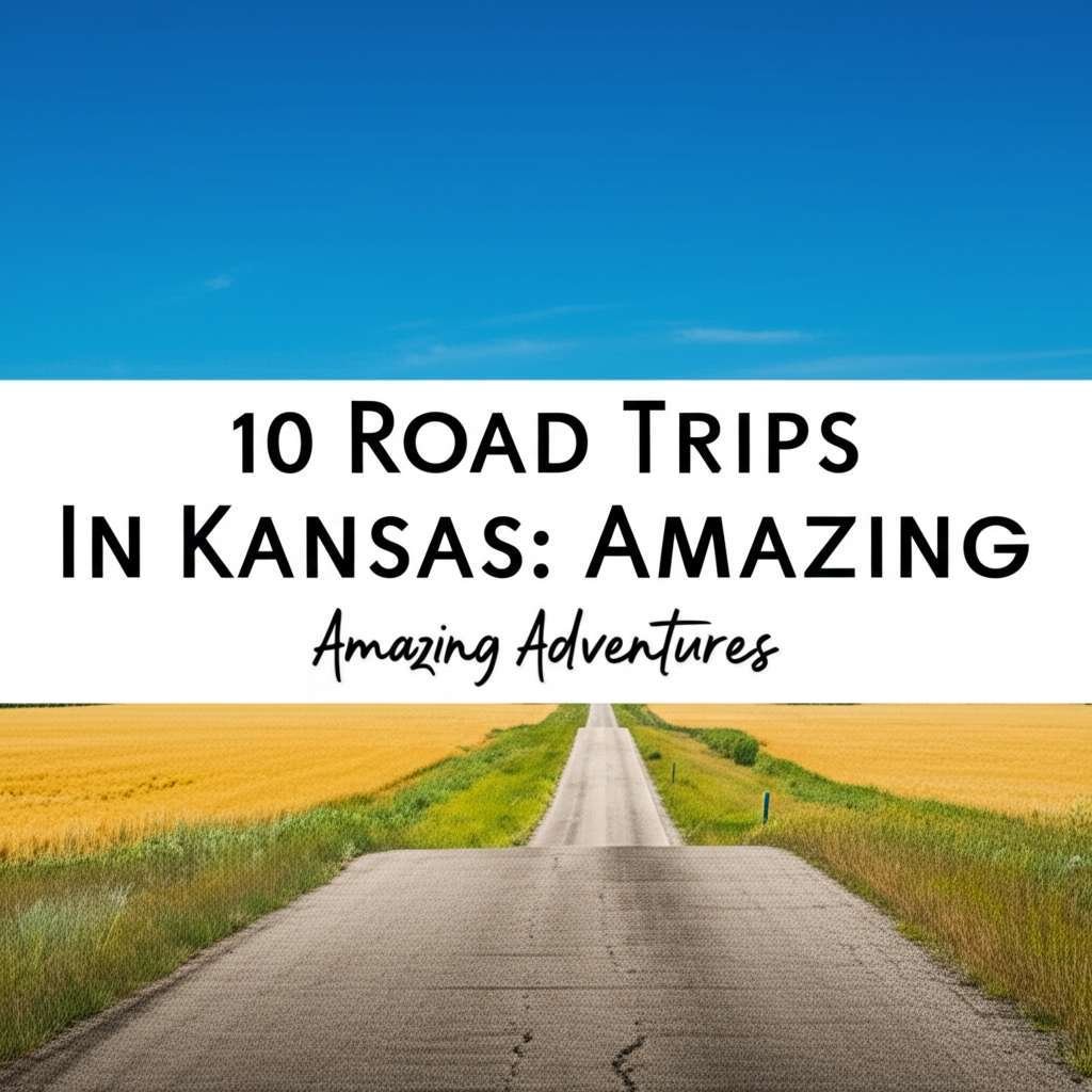 Generate a high-quality, relevant image prompt for an article about: 10 Road Trips In Kansas: Amazin