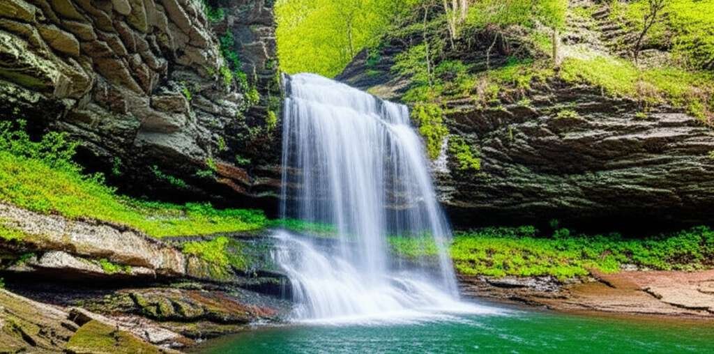 Generate a high-quality, relevant image prompt for an article about: 7 Waterfalls in Kentucky: Stunn