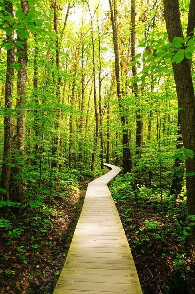 Generate a high-quality, relevant image prompt for an article about: 12 Hiking Trails in Louisiana: