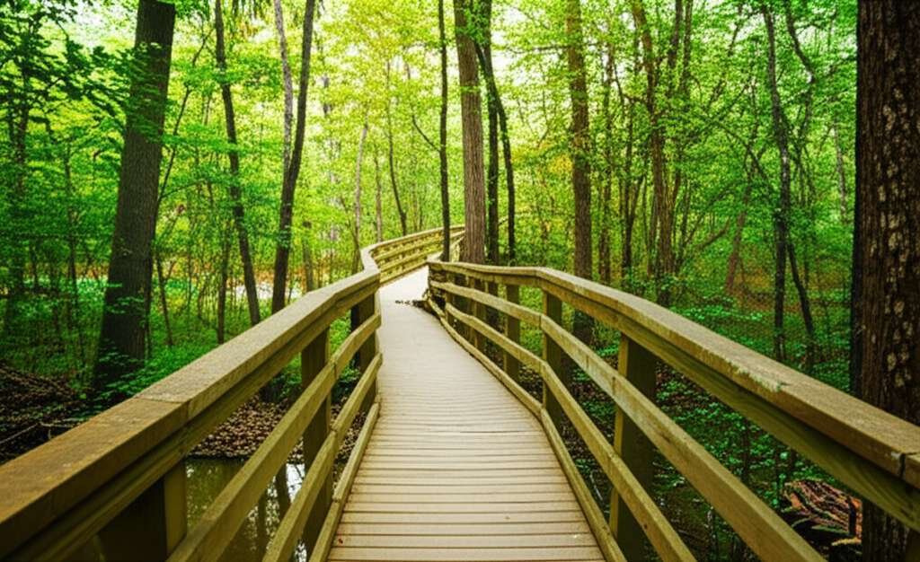 Generate a high-quality, relevant image prompt for an article about: 12 Hiking Trails in Louisiana: