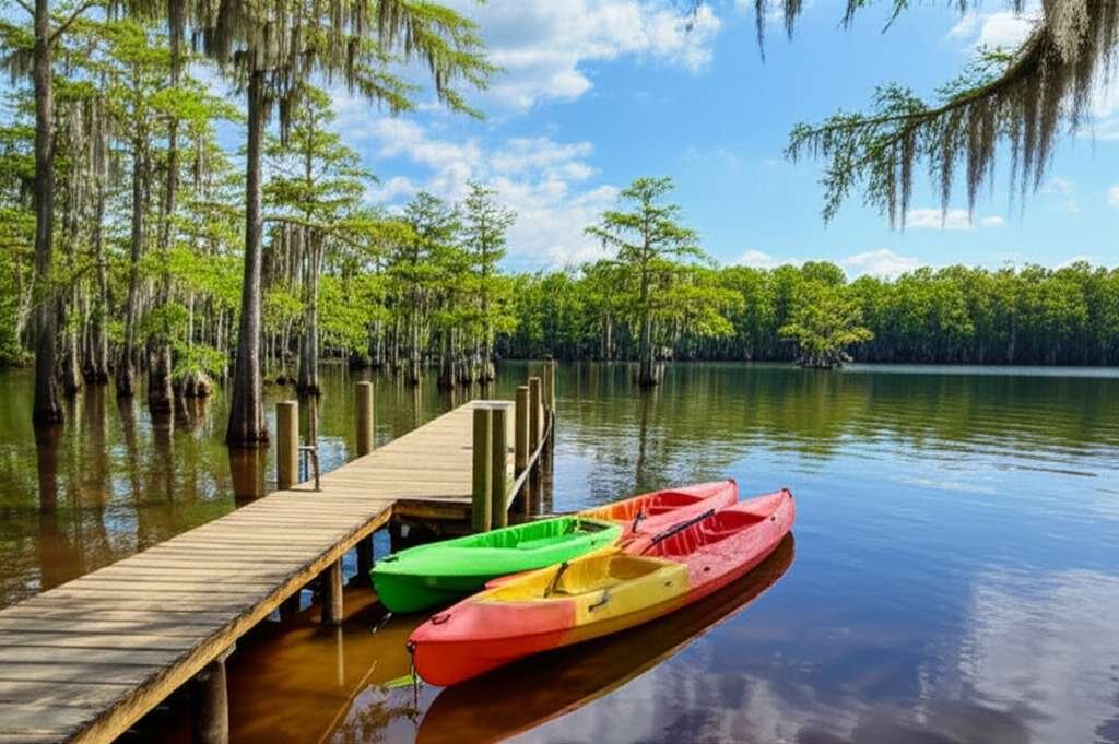 Generate a high-quality, relevant image prompt for an article about: 8 Lakes in Louisiana: Amazing G