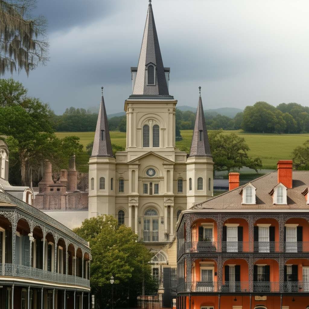 Generate a high-quality, relevant image prompt for an article about: 10 Historic Sites in Louisiana: