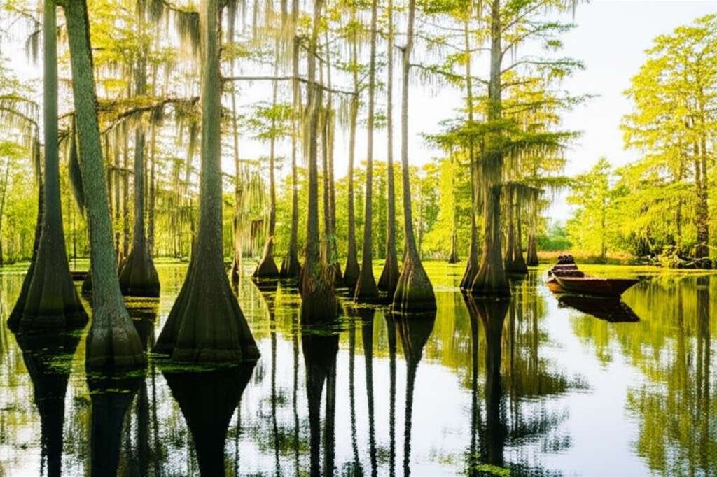 Generate a high-quality, relevant image prompt for an article about: 10 Bayous in Louisiana: Amazing