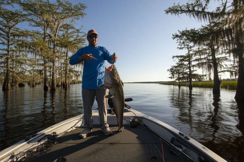 Generate a high-quality, relevant image prompt for an article about: 7 Fishing Spots in Louisiana: A