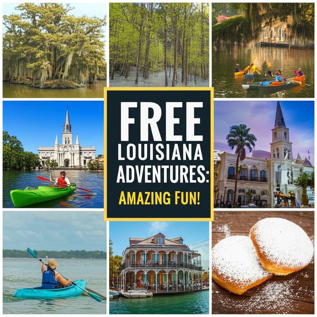 Generate a high-quality, relevant image prompt for an article about: 15 Free Louisiana Adventures: A