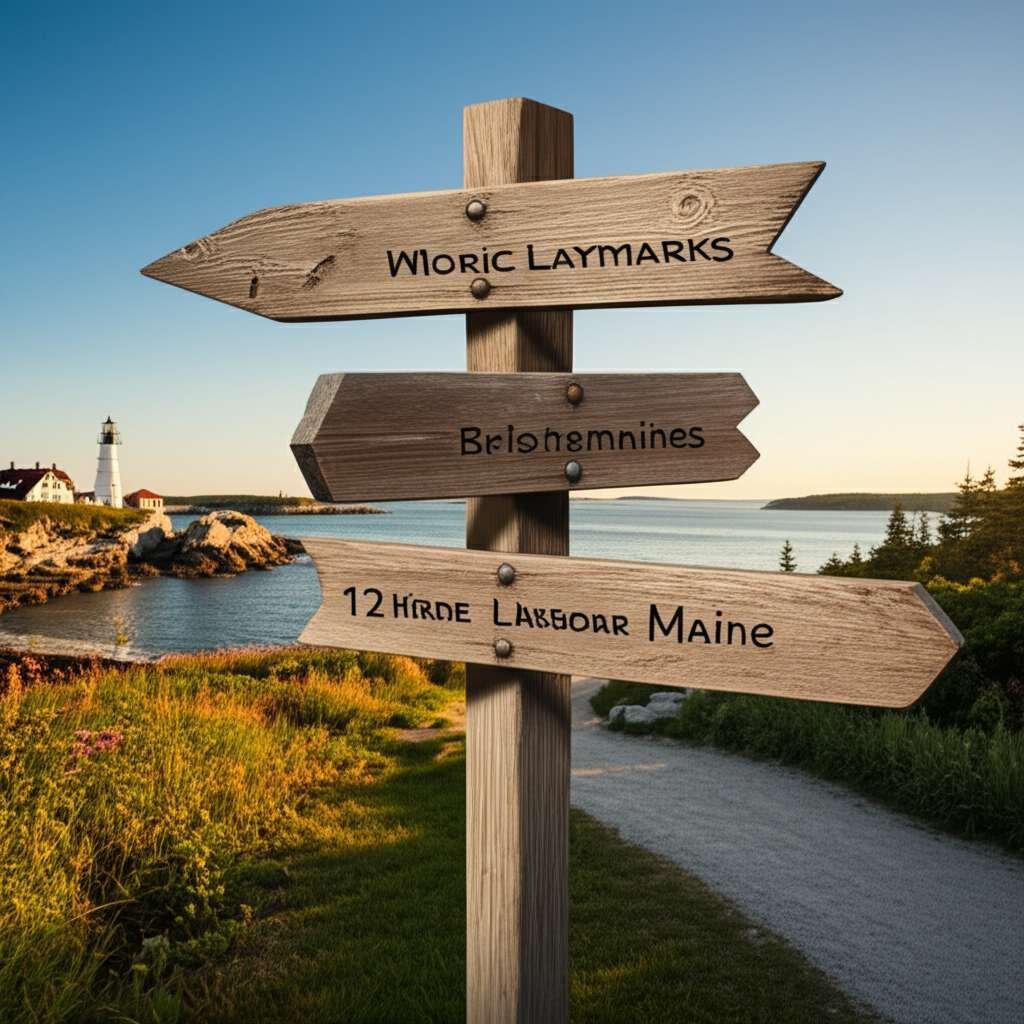 Generate a high-quality, relevant image prompt for an article about: 12 Historic Landmarks In Maine: