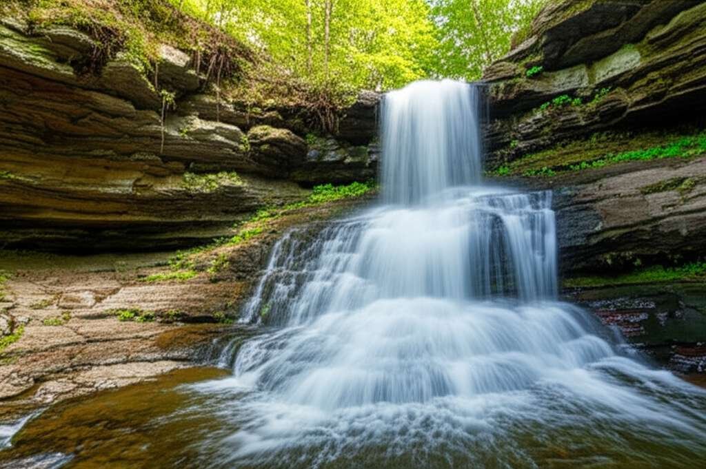 Generate a high-quality, relevant image prompt for an article about: 7 Waterfalls In Maryland: Amazi