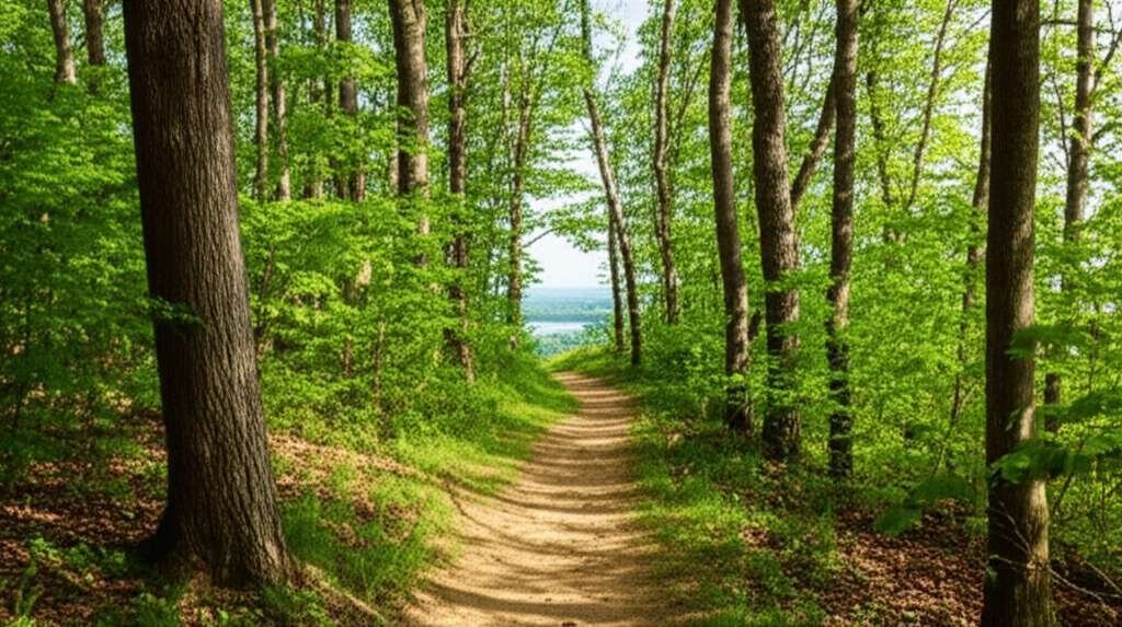 Generate a high-quality, relevant image prompt for an article about: 12 Hiking Trails In Maryland: A