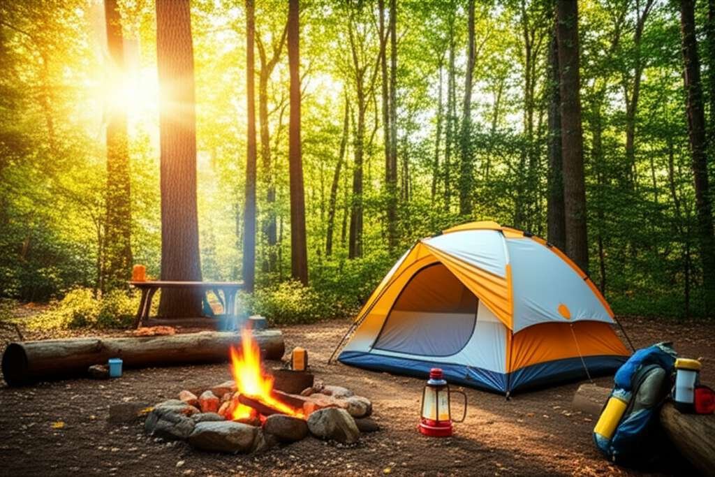 Generate a high-quality, relevant image prompt for an article about: 10 Camping Sites In Maryland: A