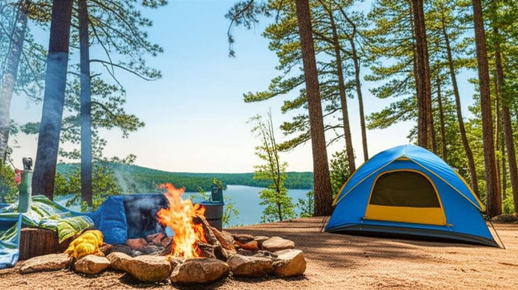 Generate a high-quality, relevant image prompt for an article about: 10 Camping Sites In Maryland: A