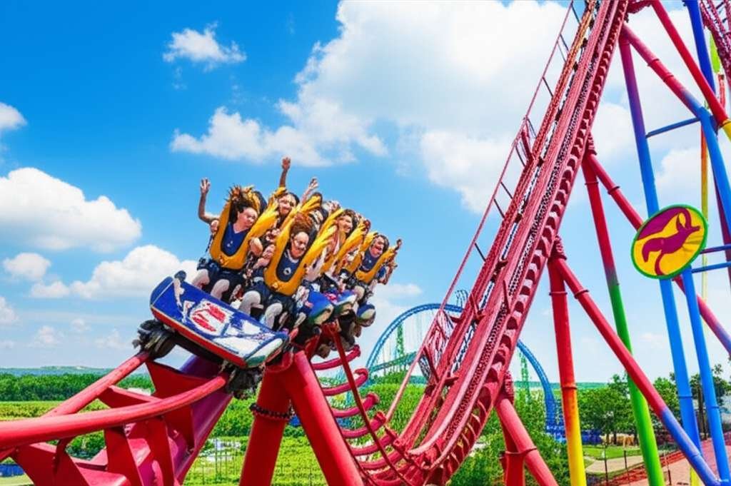Generate a high-quality, relevant image prompt for an article about: 12 Amusement Parks in Maryland: