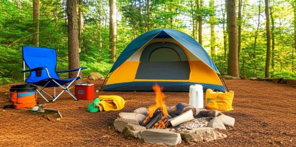 Generate a high-quality, relevant image prompt for an article about: 10 Camping Sites In Massachuset