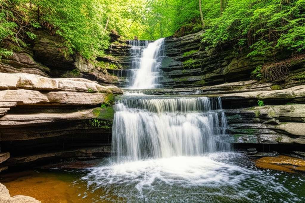 Generate a high-quality, relevant image prompt for an article about: 7 Waterfalls in Michigan: Amazi