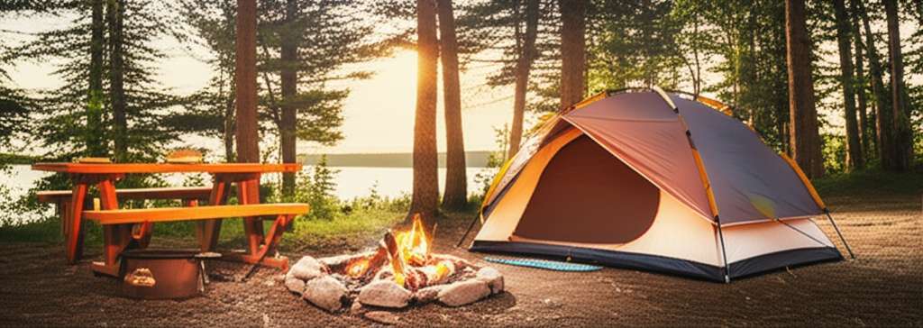 Generate a high-quality, relevant image prompt for an article about: 10 Camping Sites in Michigan: A