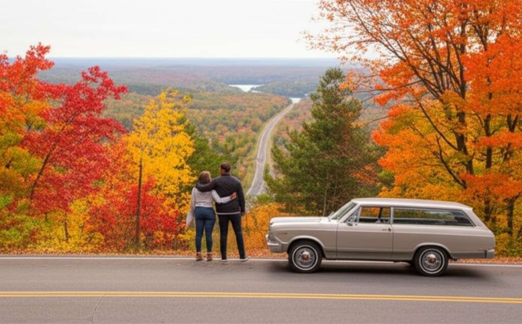 Generate a high-quality, relevant image prompt for an article about: 10 Road Trips In Michigan: Amaz