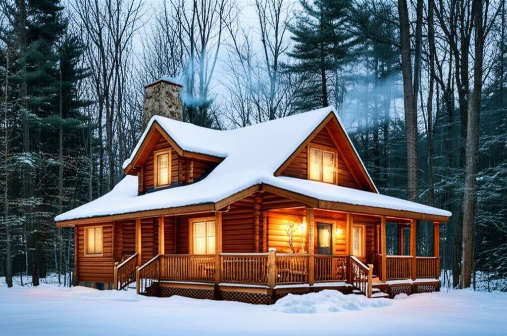 Generate a high-quality, relevant image prompt for an article about: 6 Romantic Cabins In Michigan: