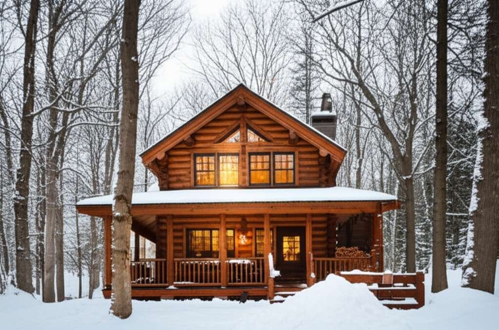 Generate a high-quality, relevant image prompt for an article about: 6 Romantic Cabins In Michigan: