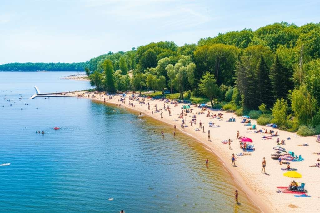 Generate a high-quality, relevant image prompt for an article about: 10 Beaches in Minnesota: Amazin