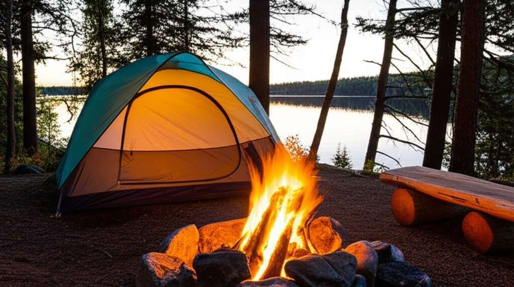 Generate a high-quality, relevant image prompt for an article about: 10 Camping Sites in Minnesota: