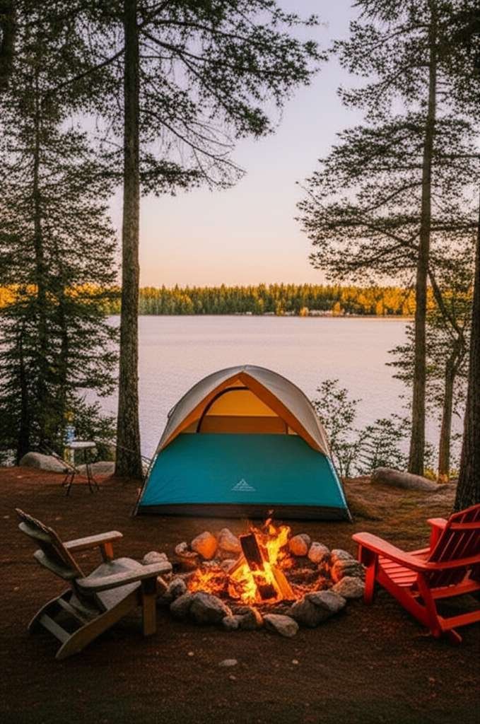 Generate a high-quality, relevant image prompt for an article about: 10 Camping Sites in Minnesota: