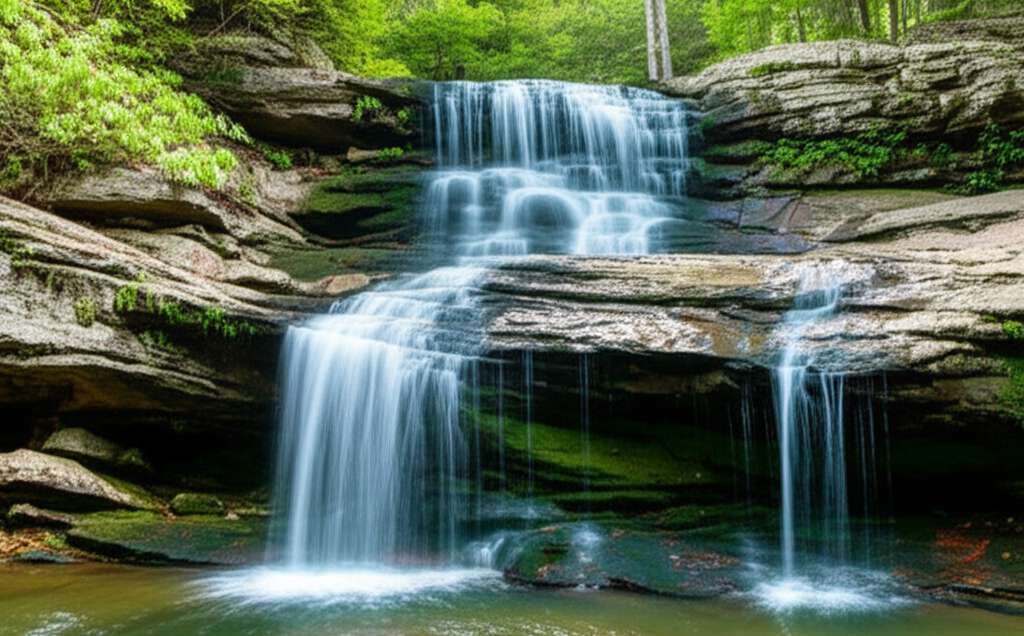 Generate a high-quality, relevant image prompt for an article about: 7 Waterfalls In Mississippi: Br