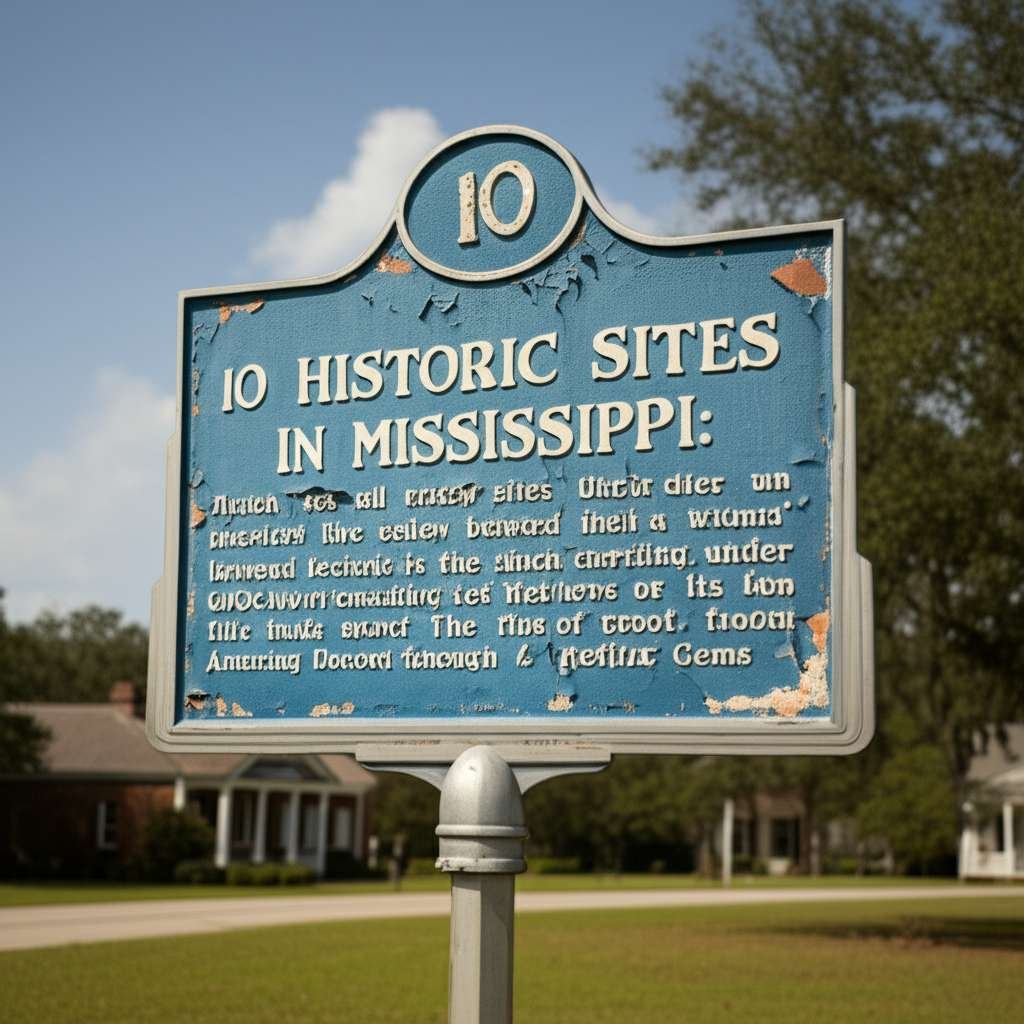 Generate a high-quality, relevant image prompt for an article about: 10 Historic Sites In Mississipp