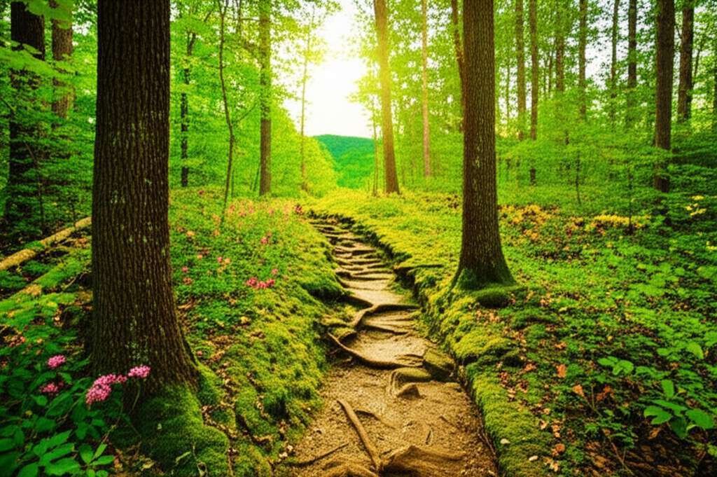 Generate a high-quality, relevant image prompt for an article about: 12 Hiking Trails In Mississippi