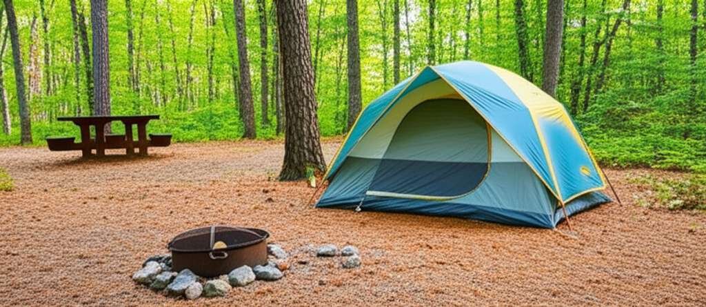 Generate a high-quality, relevant image prompt for an article about: 10 Camping Sites In Mississippi