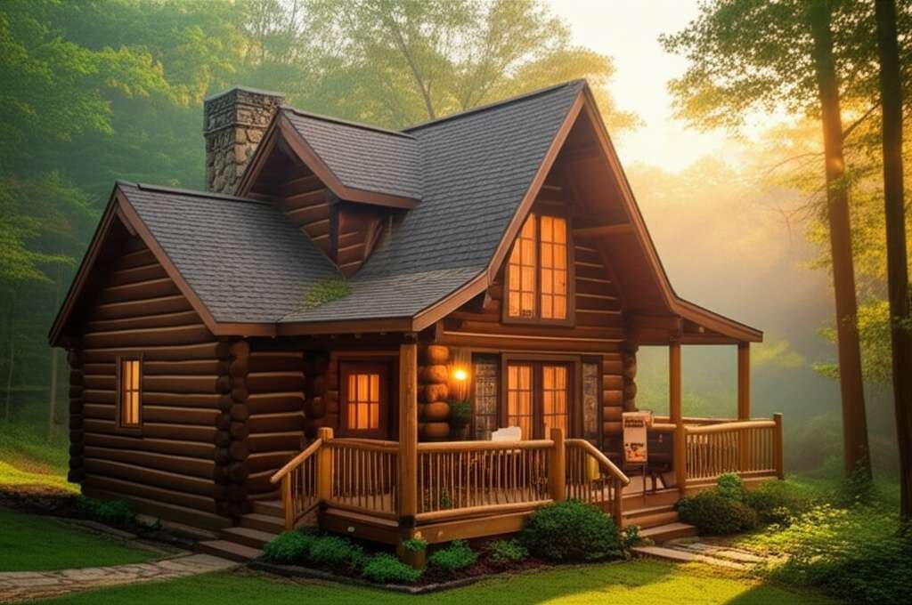 Generate a high-quality, relevant image prompt for an article about: 6 Romantic Cabins Mississippi: