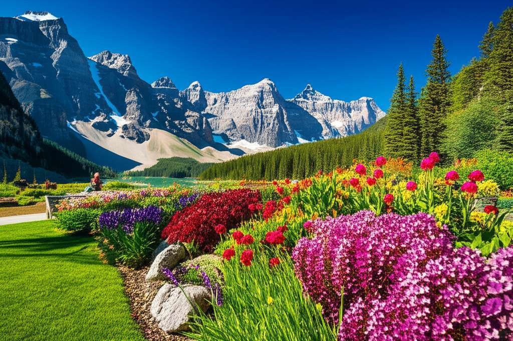 Generate a high-quality, relevant image prompt for an article about: 8 Gardens in Banff: Stunning Sc