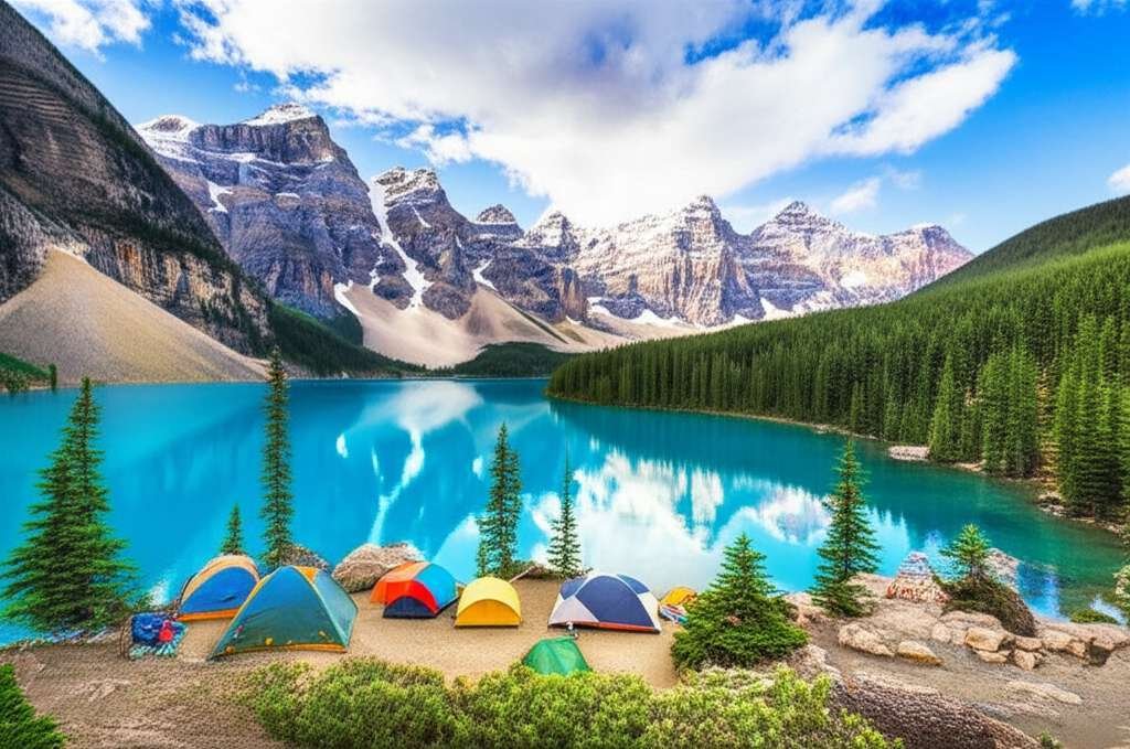Generate a high-quality, relevant image prompt for an article about: 10 Camping Sites Near Banff: Am