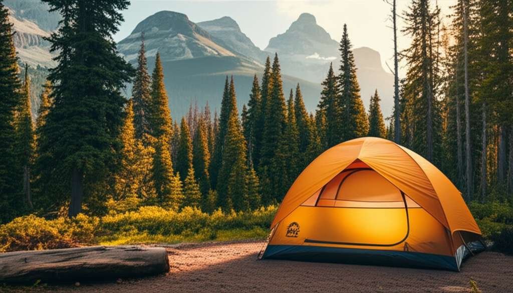 Generate a high-quality, relevant image prompt for an article about: 10 Camping Sites Near Banff: Am