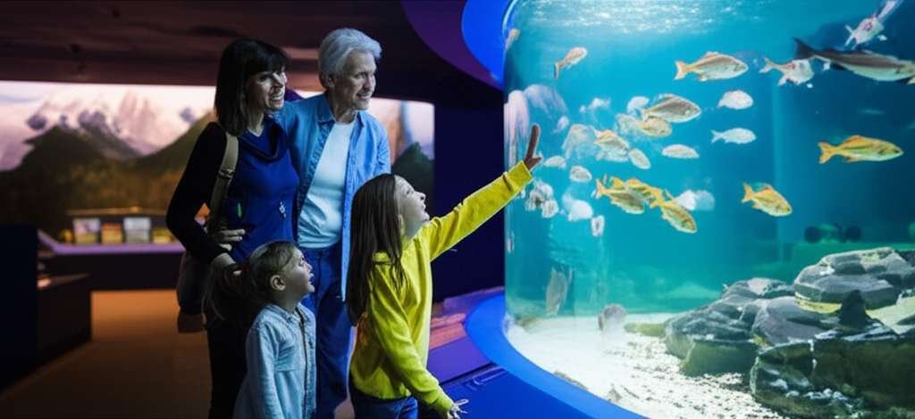 Generate a high-quality, relevant image prompt for an article about: 7 Aquariums Near Banff: Amazing