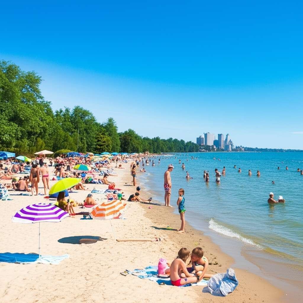 Generate a high-quality, relevant image prompt for an article about: 6 Beaches in Barrie: Amazing Co