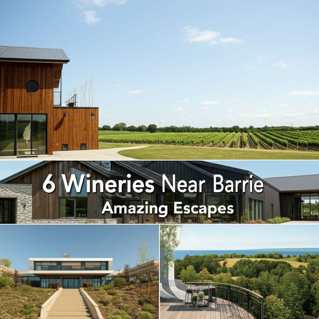 Generate a high-quality, relevant image prompt for an article about: 6 Wineries Near Barrie: Amazing