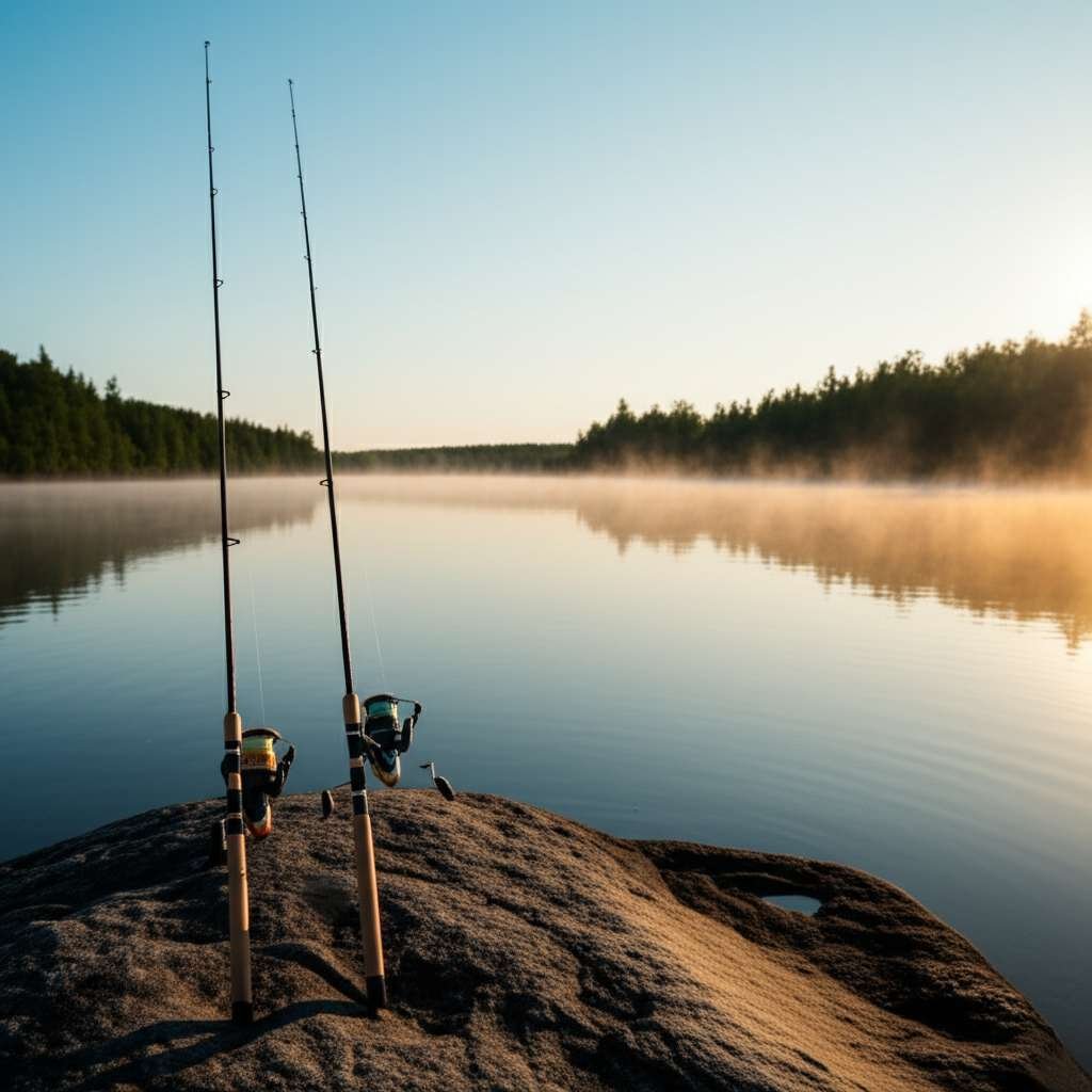 Generate a high-quality, relevant image prompt for an article about: 7 Fishing Spots Near Barrie: Am
