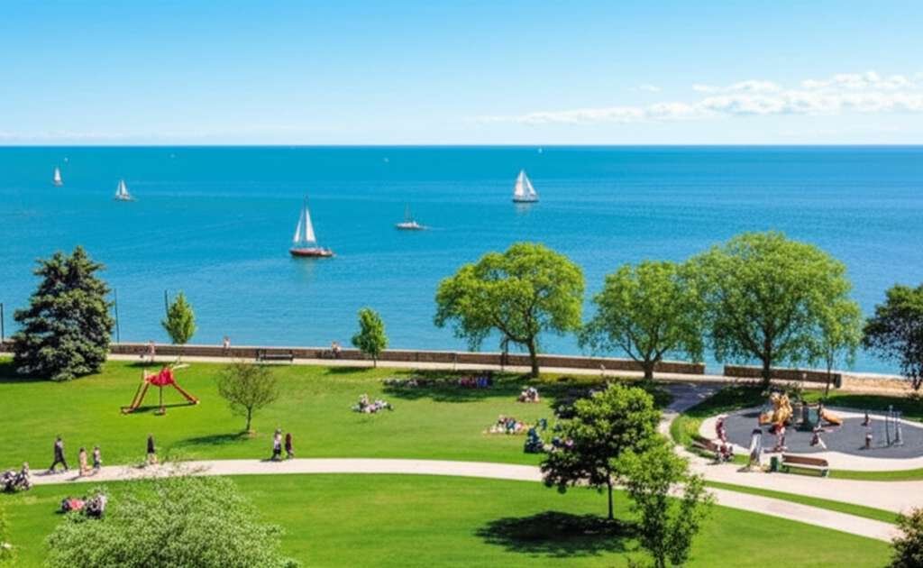 Generate a high-quality, relevant image prompt for an article about: 5 Waterfront Parks In Barrie: M