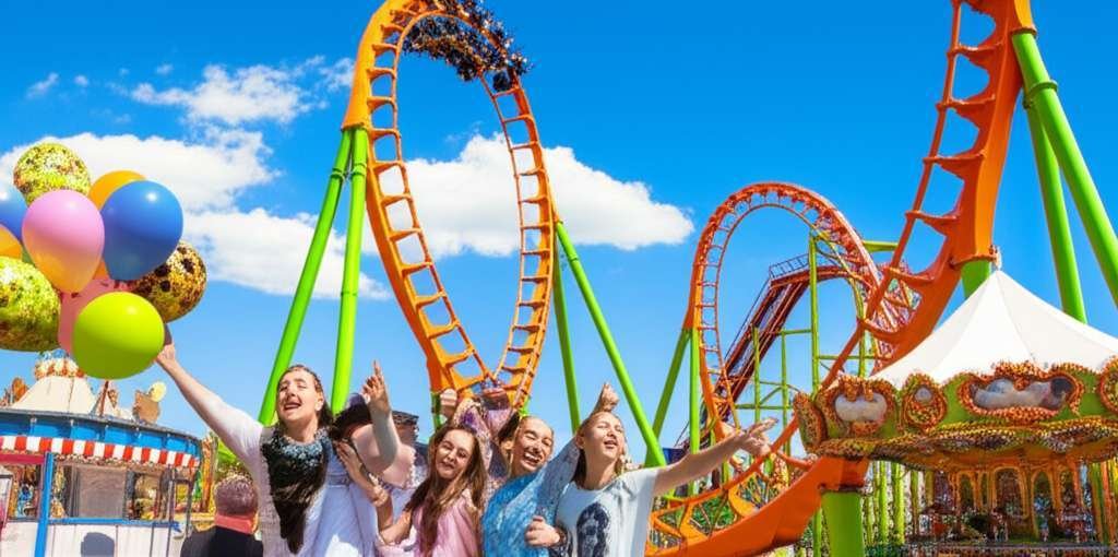 Generate a high-quality, relevant image prompt for an article about: 12 Amusement Parks Near Brampto