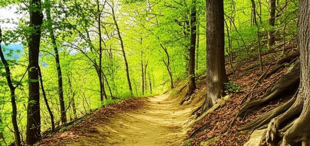 Generate a high-quality, relevant image prompt for an article about: 12 Hiking Trails In Missouri: A