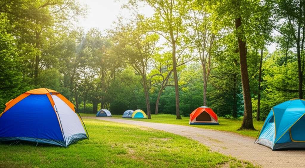 Generate a high-quality, relevant image prompt for an article about: 10 Camping Sites In Missouri: A