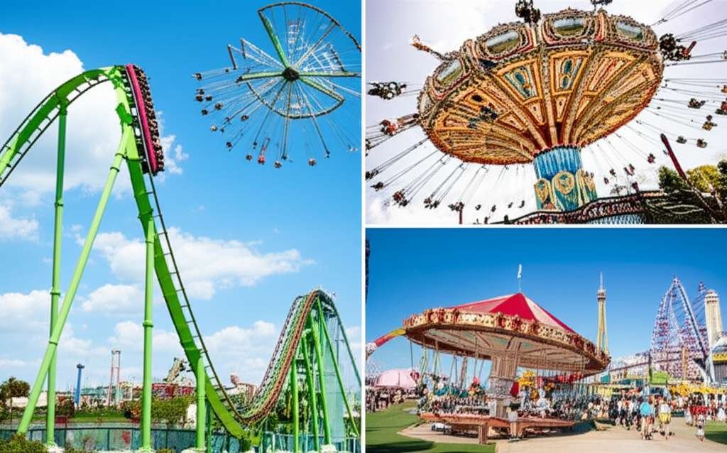 Generate a high-quality, relevant image prompt for an article about: 12 Amazing Amusement Parks in M