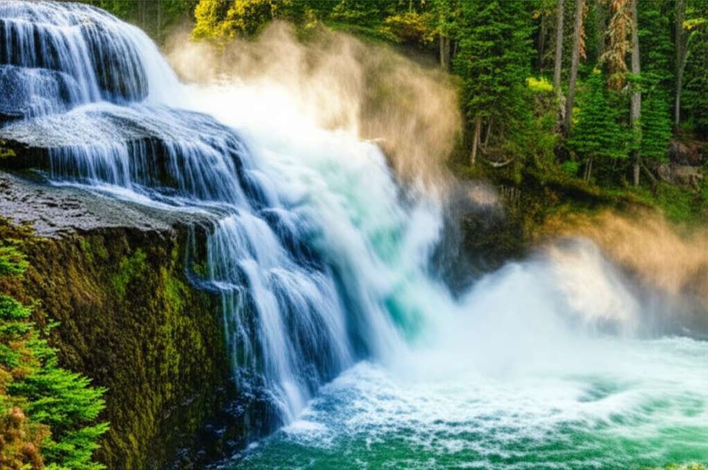 Generate a high-quality, relevant image prompt for an article about: 7 Waterfalls in Montana: Breath