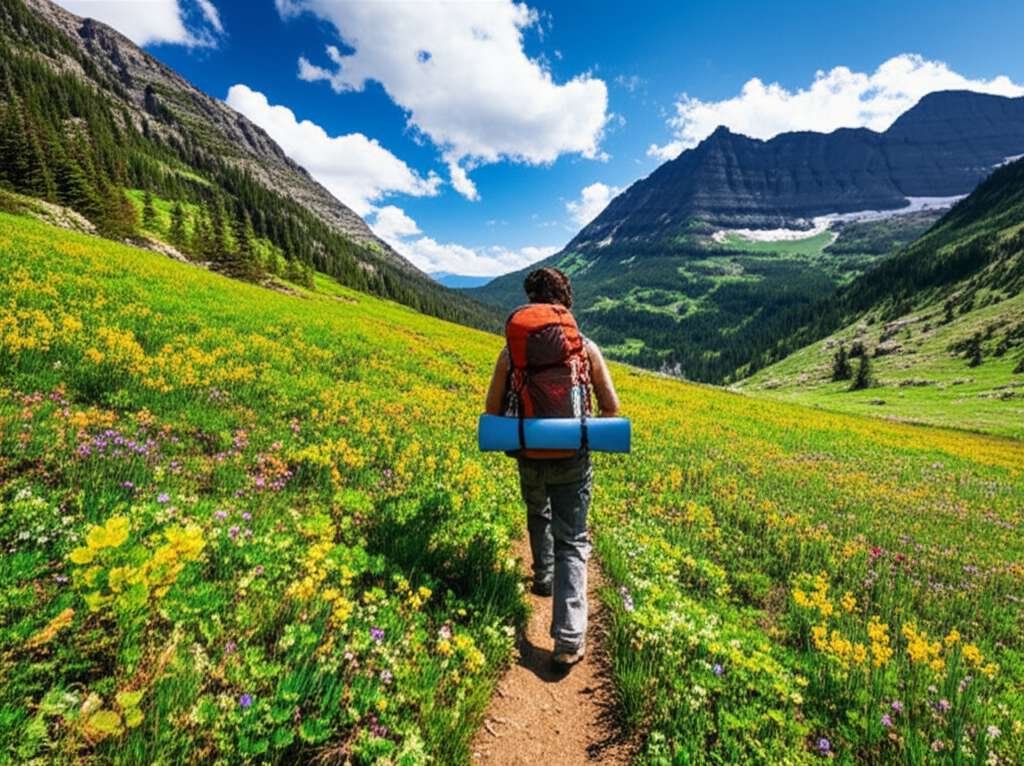 Generate a high-quality, relevant image prompt for an article about: 12 Hiking Trails In Montana: Am