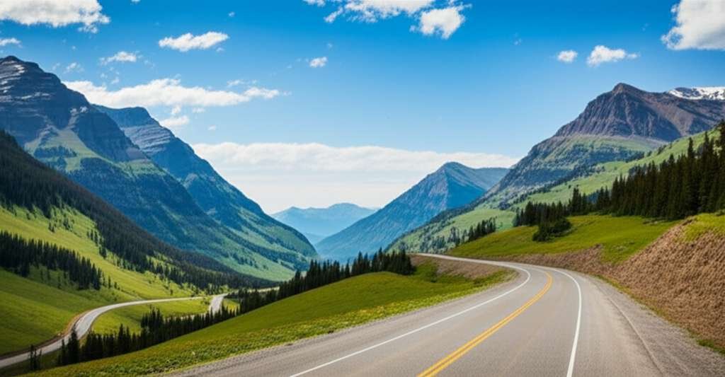 Generate a high-quality, relevant image prompt for an article about: 12 Scenic Drives In Montana: Br
