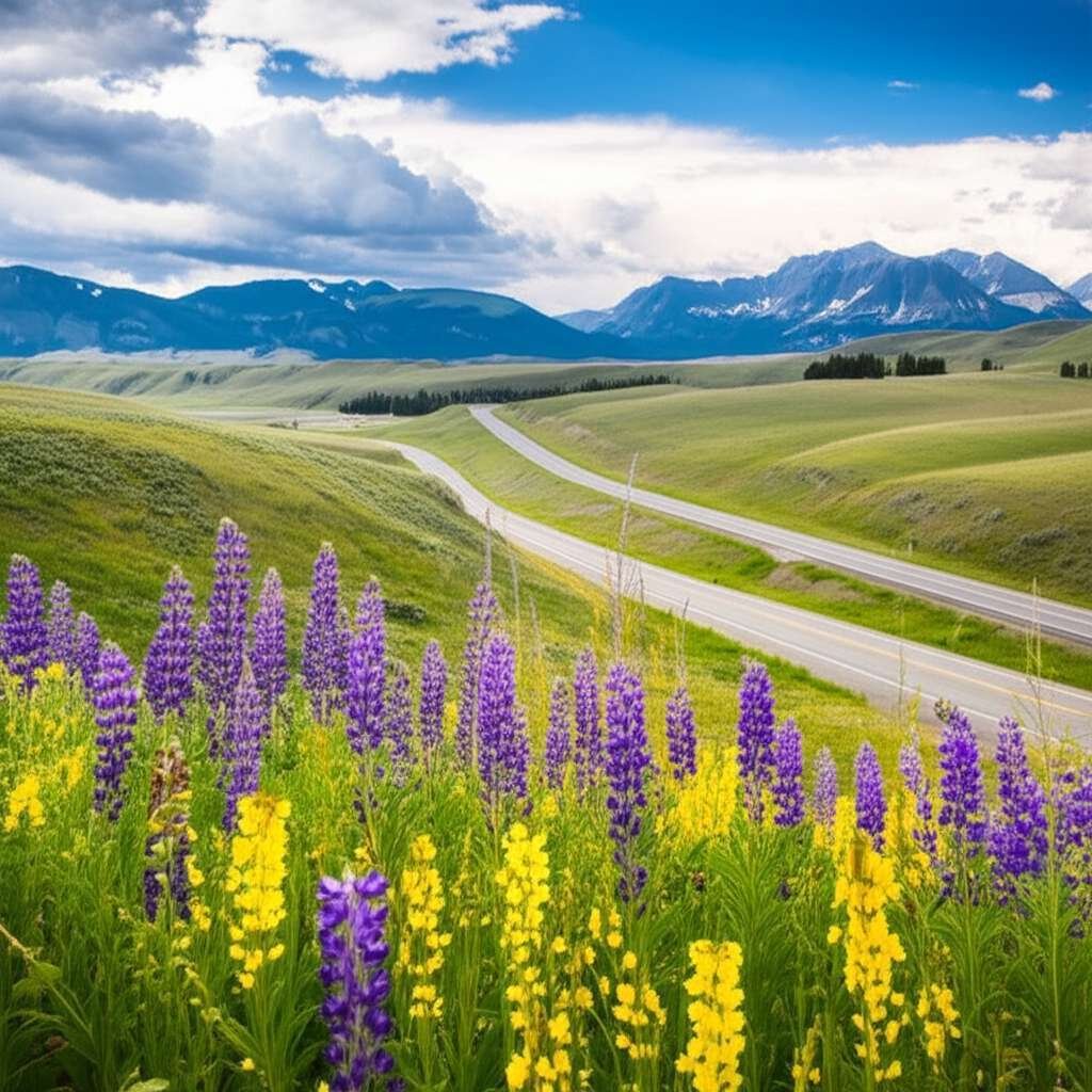 Generate a high-quality, relevant image prompt for an article about: 12 Scenic Drives In Montana: Br