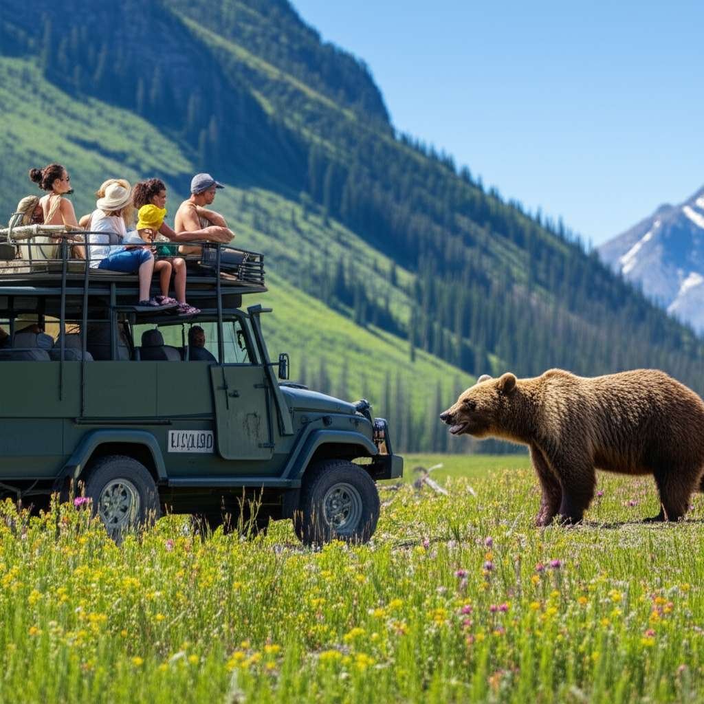 Generate a high-quality, relevant image prompt for an article about: 10 Wildlife Tours In Montana: A