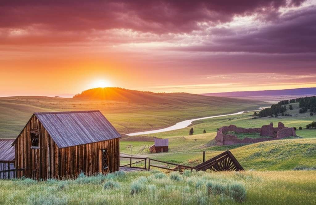 Generate a high-quality, relevant image prompt for an article about: 12 Historic Landmarks In Montan