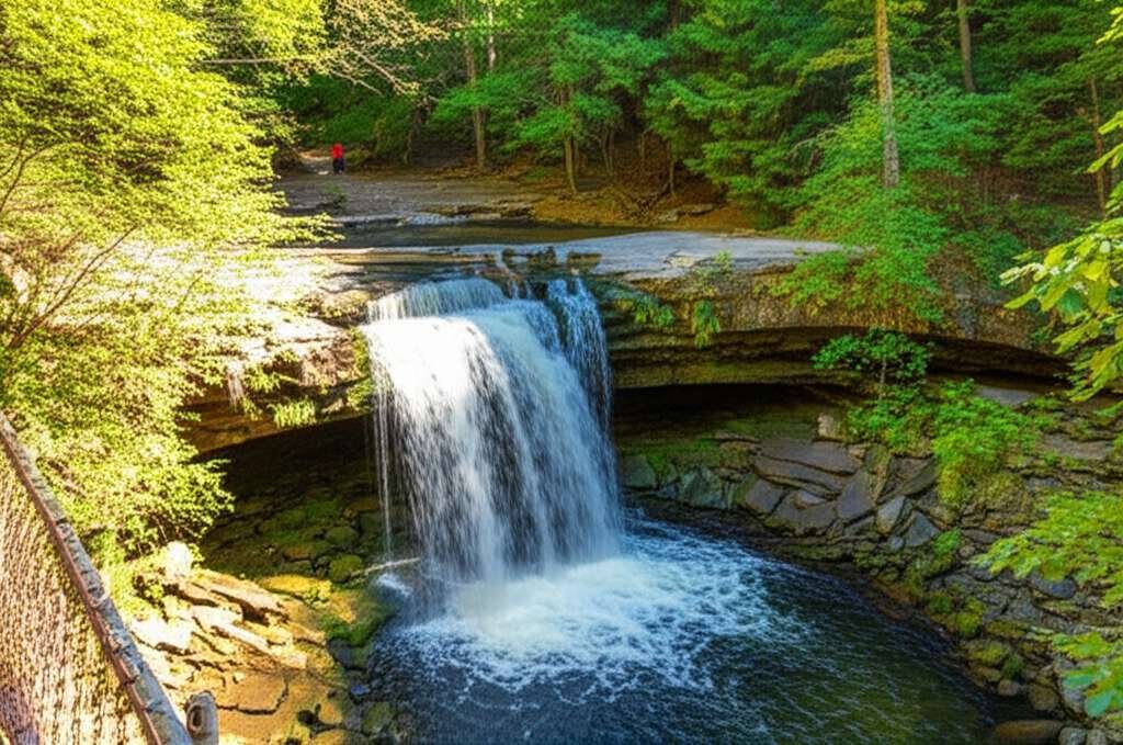 Generate a high-quality, relevant image prompt for an article about: 7 Waterfalls in Nebraska: Stunn